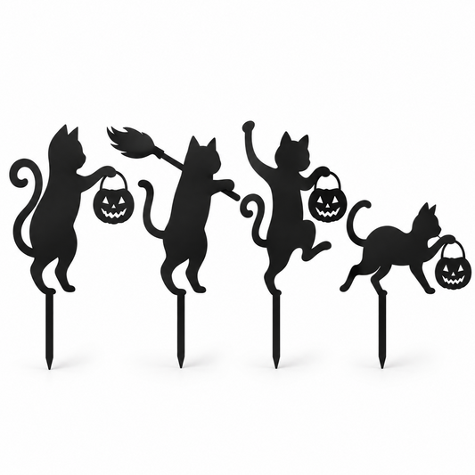 Playful Black Cat Garden Stakes