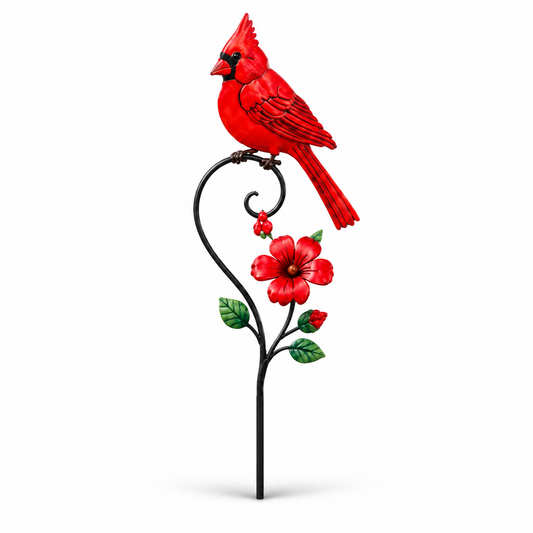 Red Cardinal Floral Garden Stake