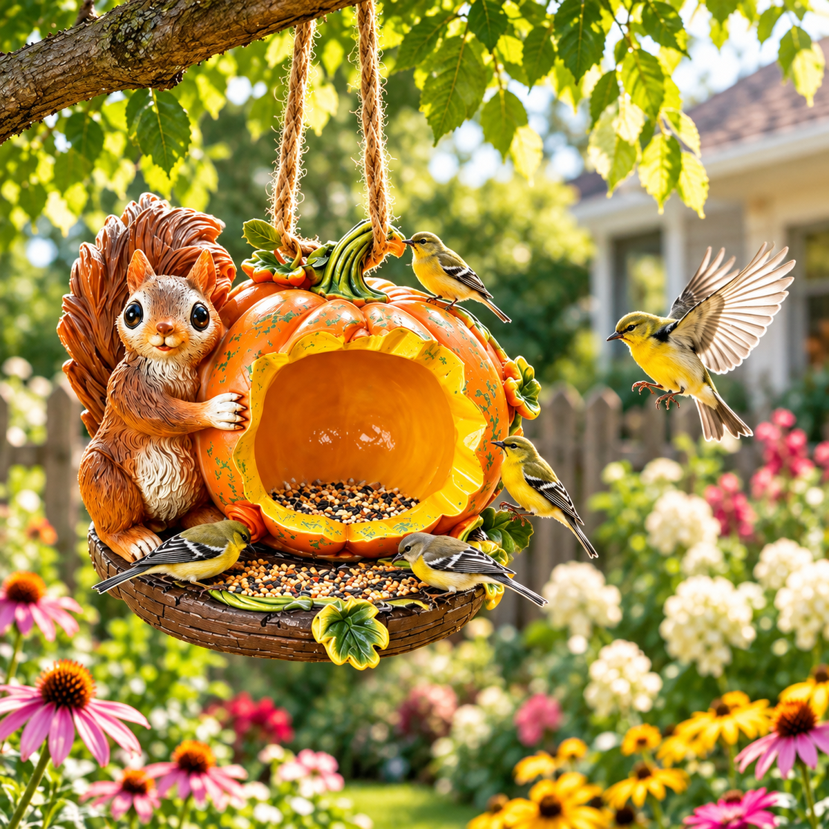 Pumpkin Hanging Bird Feeder