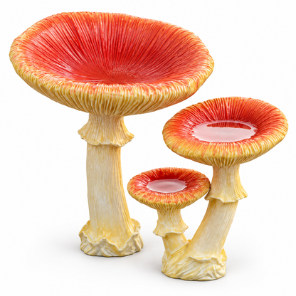 Whimsical Mushroom Bird Feeder & Garden Decor