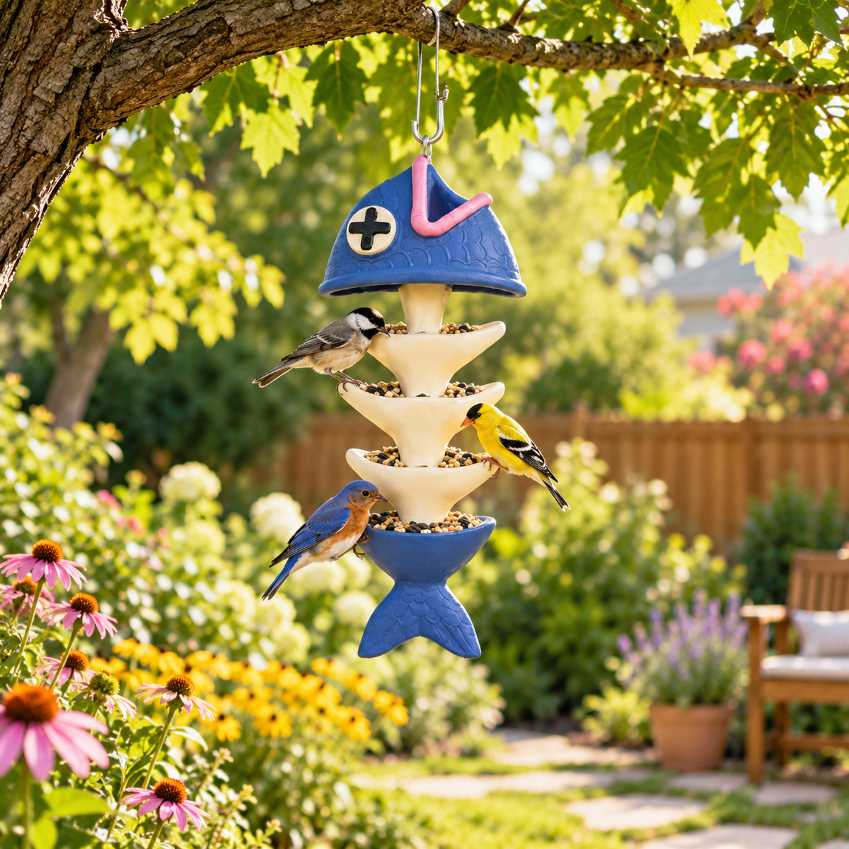 Fish Bones Hanging Bird Feeder